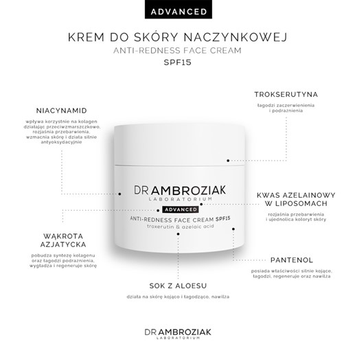 Dr Ambroziak Anti-Redness Face Cream (SPF15) - krem dla skóry naczynkowej - 50ml