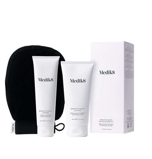 Medik8 Smooth Body Exfoliating Kit - zestaw rewitalizujący - 150 ml + 200 ml + rękawica do masażu