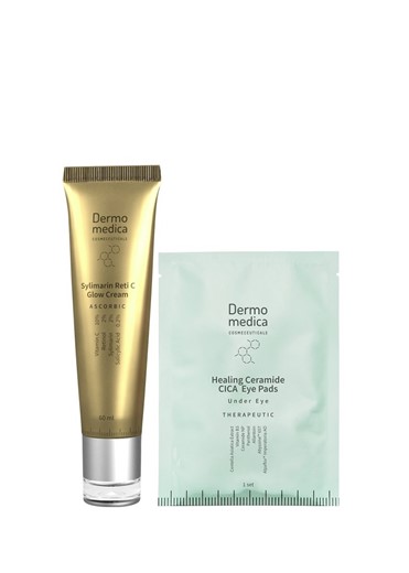 Dermomedica Sylimarin Reti C Glow Cream + Healing Eye Pads - zestaw przeciwstarzeniowy - 60ml + 1 x 2szt