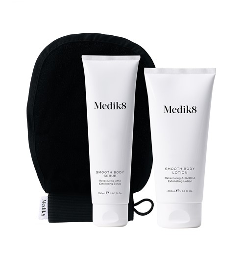 Medik8 Smooth Body Exfoliating Kit - zestaw rewitalizujący - 150 ml + 200 ml + rękawica do masażu